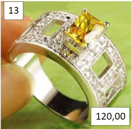 Anel Banhado a Ouro com Cristais e Zircônia Amarela PREÇO PROMOCIONAL !! 90,00 !!